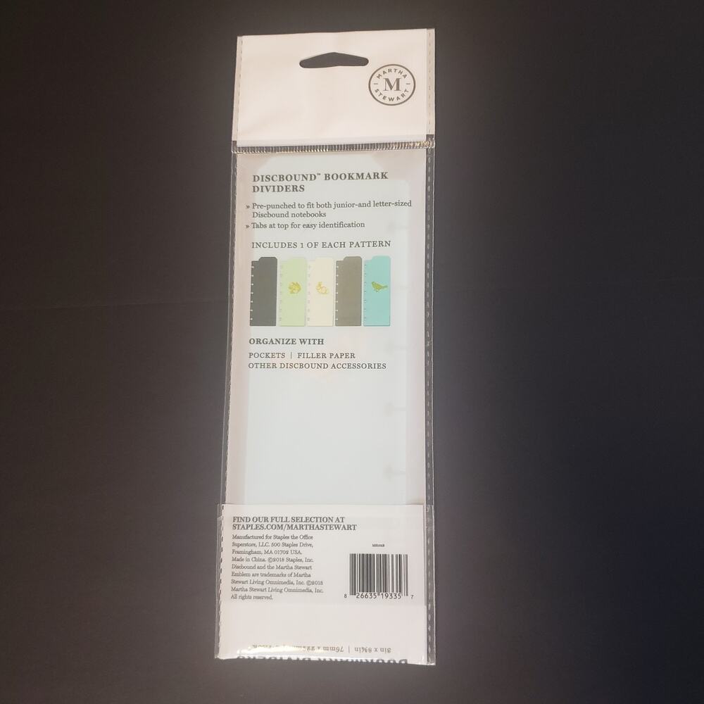Office by Martha Stewart Discbound Bookmark Dividers 3”x 8.75” 5-pack New - Picture 4 of 5